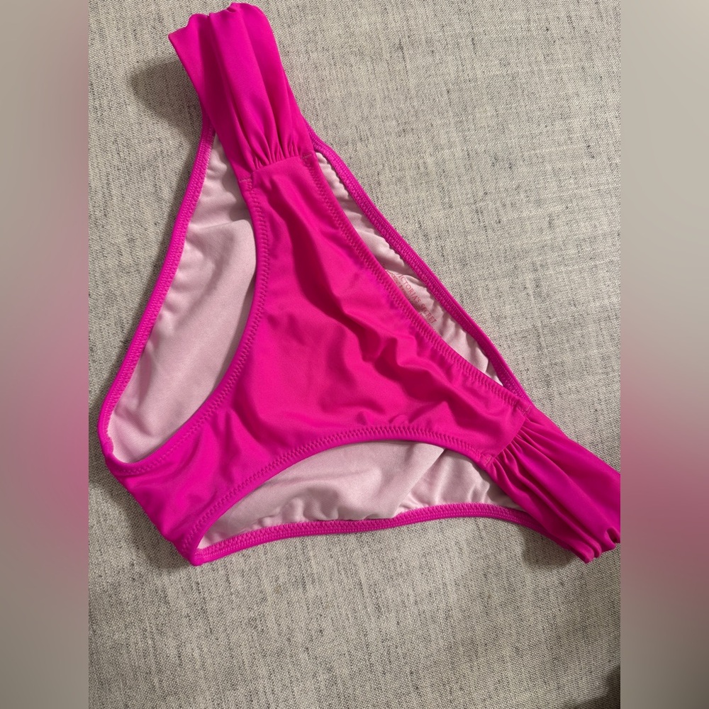 LIKE NEW Victoria's Secret knockout swim bikini bottoms pink fuchsia ruched side